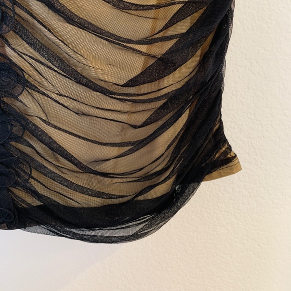 Boston Proper Nude Black Sheer Top Medium WhimsiGoth Fairycore Witchy Stretchy - Picture 8 of 15